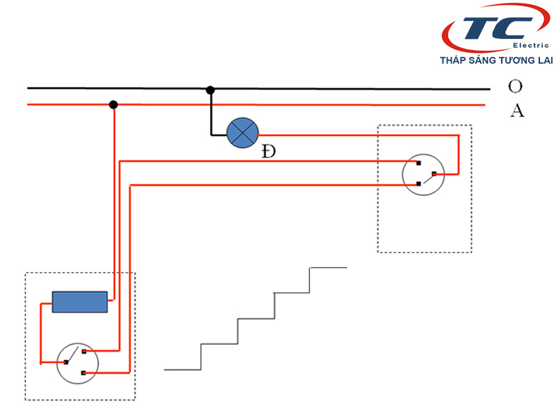sơ đồ lắp công tắc mạch điện cầu thang